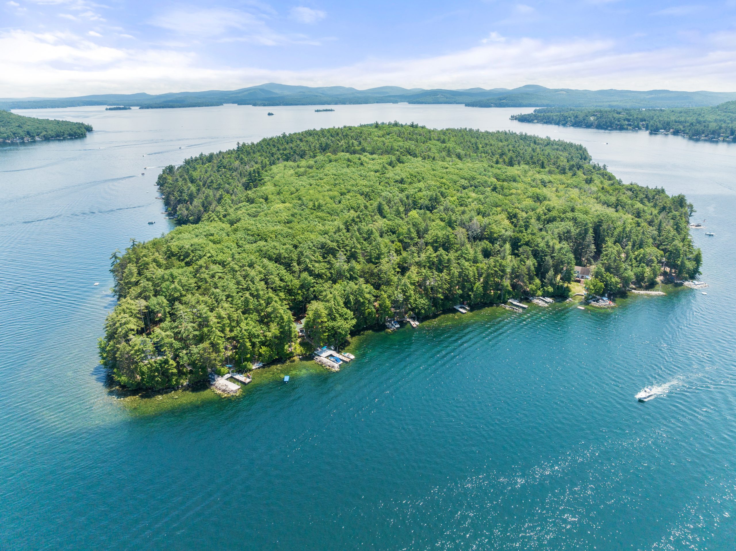 Sleeper Island on Lake Winnipesaukee currently has one island waterfront property for sale