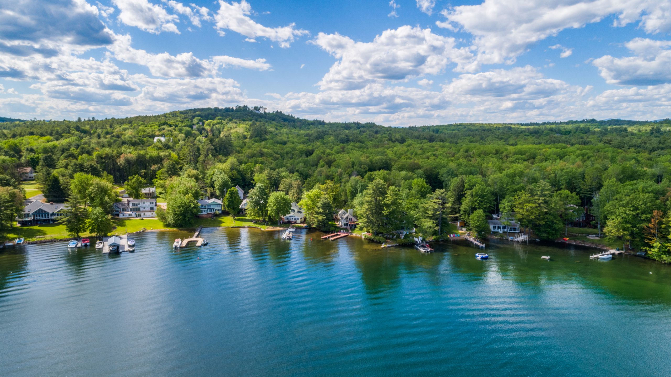 Homes along Lake Winnipesaukee, a top destination for Baby Boomers in the Lakes Region.